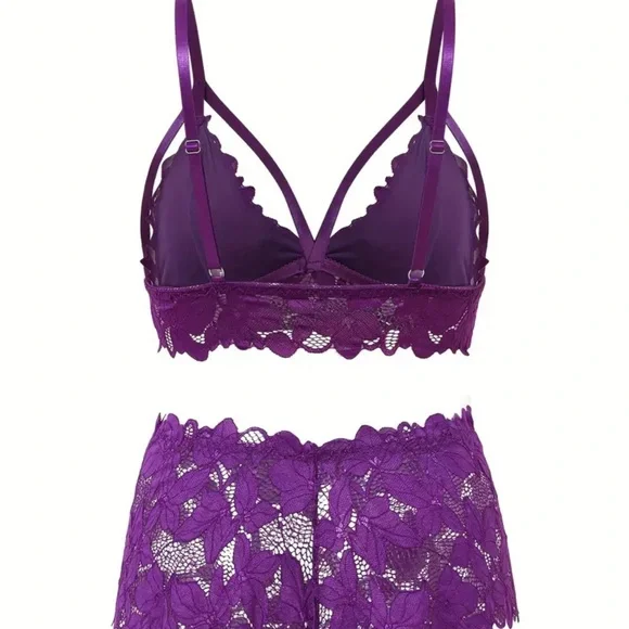 Elegant Purple Lace Lingerie Set - Picture 2 of 3